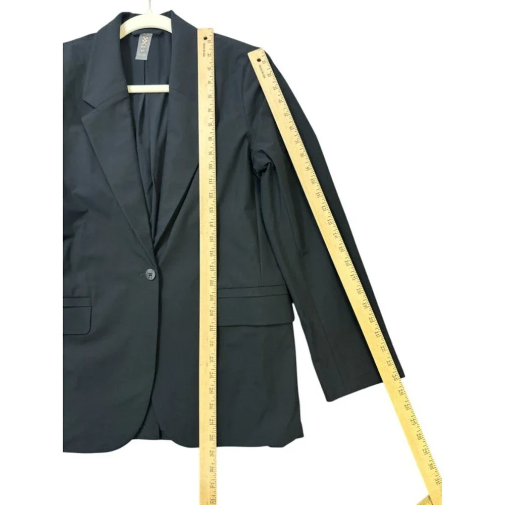 Rhone Commuter Boyfriend Blazer Women's Sz S One Button Jacket Black Career